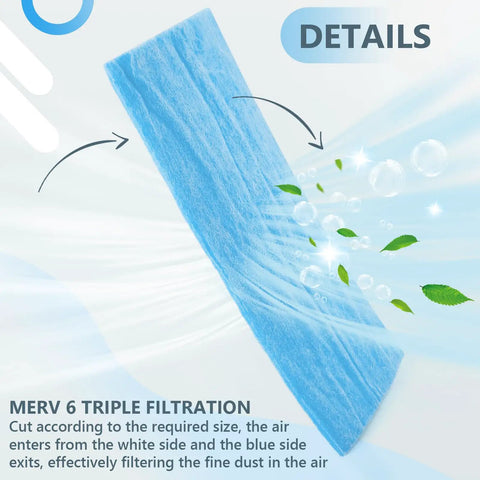 Blue and white media pad for Two Rolls Of 120 Inch Air Vent Filters For HVAC And Home Use DIY Size Dustproof Floor Vent