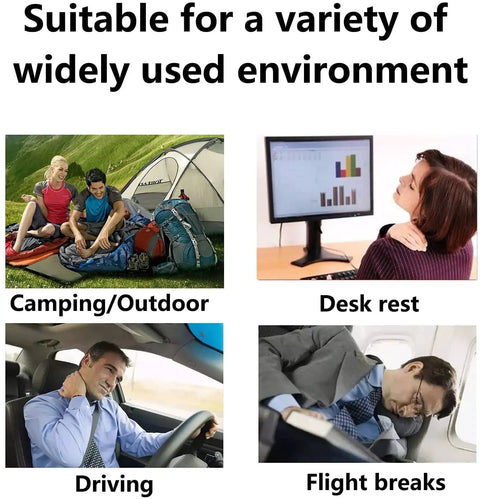 2Pack Ultralight A4 Travel Pillow in camping, desk, driving, flight scenarios, inflatable neck and lumbar support, gray