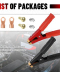 Heavy Duty Car Battery Clamp Set 2 Pack, 12-24V 1000A Peak Jump Starter Alligator Clips with terminals bolts and nuts