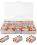 60 Pack Lever Wire Connectors For 24 To 12 Awg Quick Splice Electrical Terminals in storage box for easy organization.