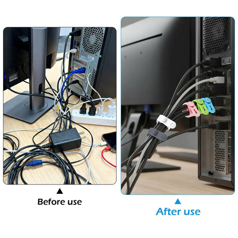 Silicone Cable Ties 5 Inch Flexible Cord Organizer Wraps Reusable Set Of 10 In Five Colors For Home Office Wire Management
