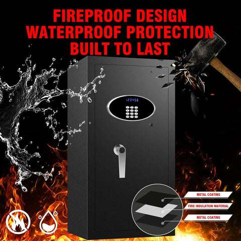 Tough As Nails Heavy Duty 9.2 Cu Ft Fireproof Safe With LED Light 60 Minute Fire Rating And Waterproof Security Box Digital Keypad Lock