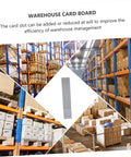 Sleek Shelf Document Holder And Label Organizer Rack For Warehouse Supplies And Badges in a busy warehouse setting.