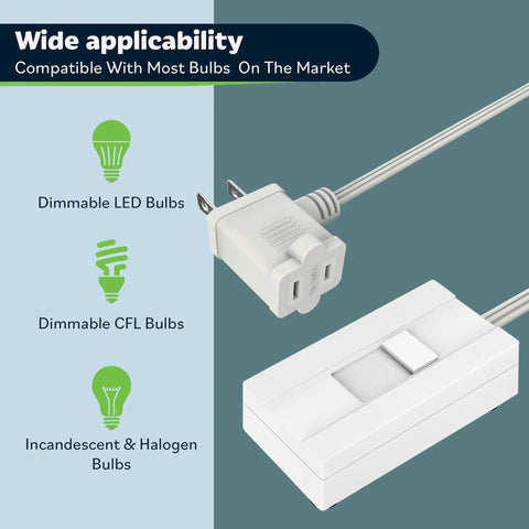 Table Top Plug In Dimmer For Lamps With Quiet Slide Control No Pro Needed Easy Plug In Installation 360W Incandescent Halogen