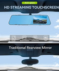 HD touchscreen of 4.5 Inch Mirror Dash Cam With Front And Rear Cameras 1080P Display Dual Lens Loop Recording G Sensor