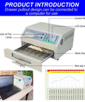 Drawer Type Reflow Oven With Hot Air Circulation And Infrared Heater Rework Station For PCB SMD SMT BGA T962V20 110V with display panel