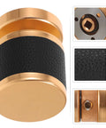 Hella Heavy Duty Keyless Entry Door Lock Deadbolt With Slick Turn Button Interior, close-up view of gold and black design.