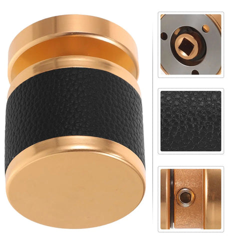 Hella Heavy Duty Keyless Entry Door Lock Deadbolt With Slick Turn Button Interior, close-up view of gold and black design.