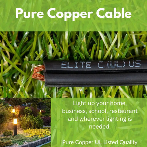 Low Voltage Landscape Wire 14 AWG 2 Conductor Direct Burial Outdoor 250ft Pure Copper UL Listed For Reliable Outdoor Lighting Setup And Smooth Signal Transmission
