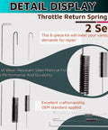 Throttle Return Spring Kit For 196cc 200cc 208cc 212cc 224cc Engines Fits Predator Coleman Honda GX120 GX160 GX200 BT200X CT200U KT196 Baja MB200 Go Kart Mini Bike Parts, showing steel springs and governor rods, detail view.