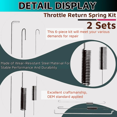 Throttle Return Spring Kit For 196cc 200cc 208cc 212cc 224cc Engines Fits Predator Coleman Honda GX120 GX160 GX200 BT200X CT200U KT196 Baja MB200 Go Kart Mini Bike Parts, showing steel springs and governor rods, detail view.