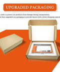 Upgraded packaging box for 412 Piece Flat Washer Set In 304 Stainless Steel M4 To M12 shown open and closed on an orange surface.