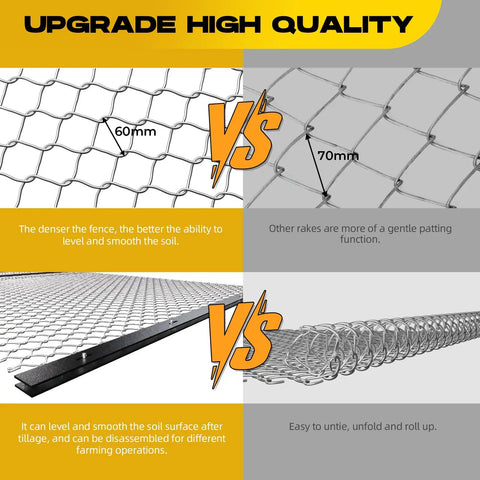 Comparison of 60mm vs 70mm chain links used in Beefy 4x5 Foot Drag Harrow For ATV And UTV with rust resistant chain field leveler