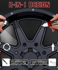Tesla Dark Gun Gray Rim Touch Up Paint Kit For Model Y 3 X S With Color Accurate Finish shown against black rim