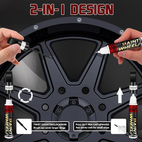Tesla Dark Gun Gray Rim Touch Up Paint Kit For Model Y 3 X S With Color Accurate Finish shown against black rim