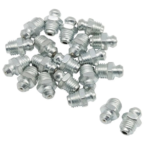 25 Pcs M8 Straight Hydraulic Grease Fitting Kit 8mm X 1mm Male Thread Zerk Nipple on white background