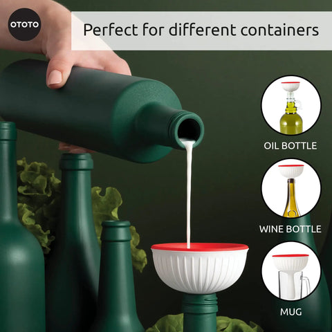 Cool Mushroom Shaped Silicone Funnel Foldable Kitchen Tool For Easy Jar And Bottle Transfers, durable BPA free design