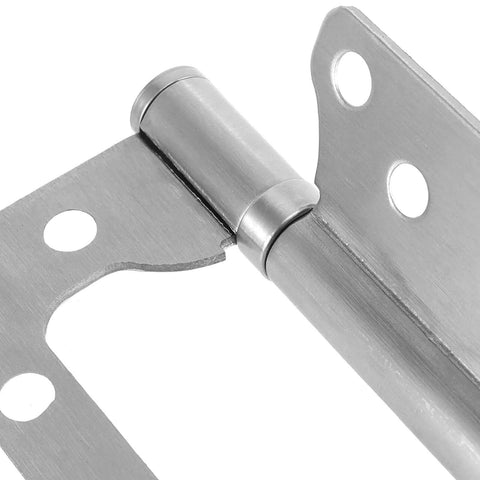 Close-up of Heavy Duty Non Mortise Stainless Steel Door Hinge 4x3 Inch Flush Mount Brushed Nickel