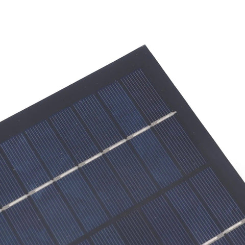 Close-up of monocrystalline silicon 5V panel for 20W Solar Powered Exhaust Fan Kit with bird proof baffle and power adapter.