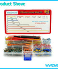 Breadboard Jumper Wires Kit With 840 Pcs, 14 Length Variants, Tweezer, Plastic Dispenser Box For Prototyping and Classroom Learning