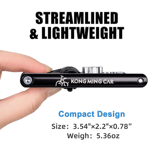 Side view of Compact Bicycle Multi Tool With CO2 Inflator And Chain Tool, showing size dimensions and lightweight design.