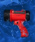 Rechargeable Handheld Spotlight Flashlight 200000 Lumens, Waterproof IP67 Hunting Lamp floating in water
