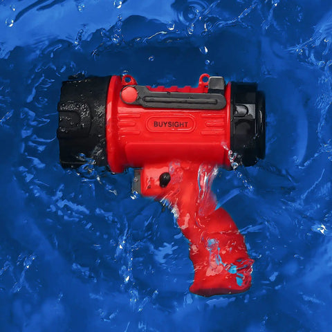 Rechargeable Handheld Spotlight Flashlight 200000 Lumens, Waterproof IP67 Hunting Lamp floating in water