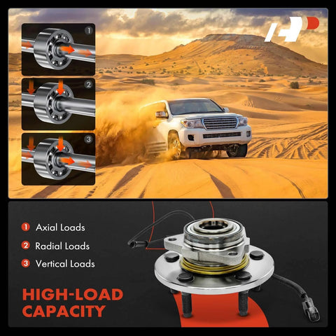 Front Wheel Bearing And Hub Assembly With ABS For Dodge Ram 1500 2006 2007 2008 2009, showing high-load capacity and multiple loads handling.