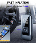 Portable Tire Inflator Fits Gmc Hummer EV SUT 150 Psi Digital Air Compressor with LED light and power cord for quick tire inflation.