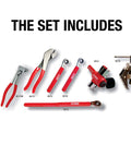 5 Piece Battery Maintenance Kit With Terminal Cleaner, 10mm Ratchet, Battery Pliers, 5/16 Ratchet And Terminal Spreader Cleaner