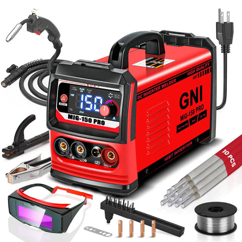 Three In One MIG TIG Stick Welder Portable 110V Inverter With Auto Darkening Goggles and accessories for DIY repairs