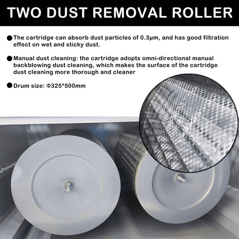 Two dust removal rollers in the Downdraft Table Dust Collector For Metal Working And Welding Fume Extraction with mesh detail.