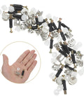 24 Piece Furniture Cam Lock Connector Kit With 35mm Plastic Dowels showing connectors, screws, and washers in hand