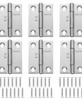 2 Inch Stainless Steel Butt Hinges Six Pack With 36 Screws 270 Degree Opening 304 Stainless Small Cabinet Hinges