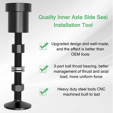 All In One Inner Axle Seal Installation Tool With Thrust Ball Bearing for Dana 30 44 60, heavy-duty steel with text highlights