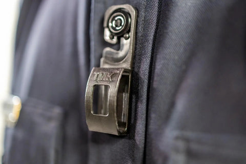 Secure Mic Klip Two Way Radio Microphone Clip For First Responders And Uniforms Reliable Quick Attach Mic Holder close-up on uniform