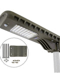 Powerful 12-Watt Waterproof Outdoor Solar Security Light With PIR Motion Sensor And Timer, mounting hardware shown