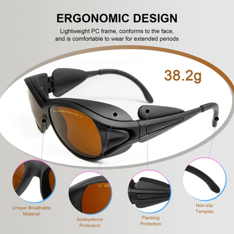Workhorse OD5 Eye Protection Goggles, ergonomic design, 38.2g, lightweight PC frame, side and nose protection, non-slip temples