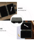 Dang Tough Portable Waterproof Plastic Toolbox With Rugged Latches For Nails Screws And Small Parts Doubles As Electrician Kit Case Mechanics Organizer And Pickup Truck Storage open with wrench inside on wooden surface.