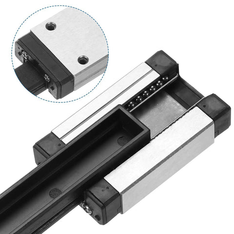 150Mm Linear Guide Rail Kit With Two MGN7H Carriages And Mini MGN12 Guides For DIY 3D Printers And CNC Machines Ultra Smooth Beefed Up Precision Bearing Steel Sliding Rails, close-up view.