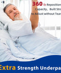 Heavy Duty Disposable Bed Pads For Adults Extra Large 36 X 48 Inch Leakproof Incontinence Underpads Super Thicc Waterproof Absorbency Quick Dry Tear Resistant Game Changing Nighttime Coverage Pack Of Twenty in use with a patient in bed.