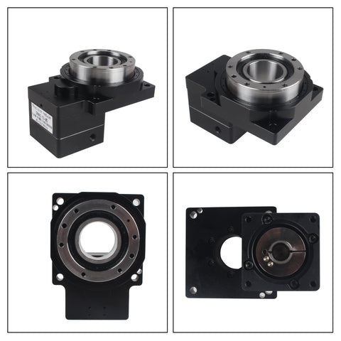 Hollow Rotary Actuator With High Accuracy Positioning For 60mm 400W AC Servo Motors 10 To 1 Reducer 14mm Input Shaft Direct Drive And Cam Indexer On A Hollow Platform For Precise Rotary Motion, showing top and side view components.