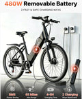High Power 1500W Peak Ebike For Adults With 48V 12Ah Removable Battery displayed alongside charging setup