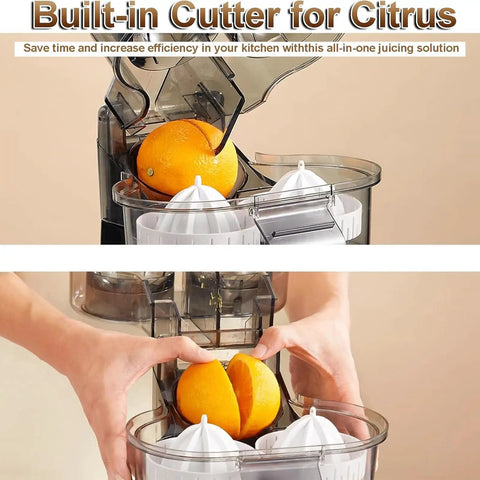 500Ml Electric Citrus Juicer Machine With High Speed 18000 Rpm Motor For Fresh Orange Lemon Grapefruit Juice Extractor Auto Squeeze Pressing showing built-in cutter for efficient juicing.