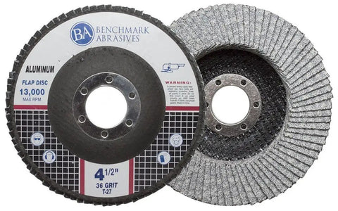 Type 27 Flap Discs For 4 1/2 Inch Angle Grinder, Stearate Coated 36 Grit For Aluminum And Soft Metals, 10 Pack, Fast Sanding, Finishing, Deburring, Stock Removal, And Grindin