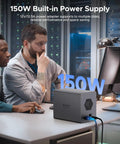 Goated Five Bay External Hard Drive Enclosure Rocking Thunderbolt 3 And 4 Compatibility With Blazing 40Gbps USB C Hub Transfer Speeds with 150W power supply.