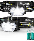 Ultra Bright 2000 Lumen 9 LED Headlamp Kit For Running Night Walking Camping With 6 Modes IPX5 Waterproof Lightweight 2 Pack Includes 6 AAA Batteries Included