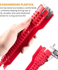 14 In 1 Tap Spanner Tool for Faucet Installation And Plumbing Repair with anti-slip red plastic handle and metal fittings