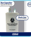 Universal Run Capacitor For Electric Motors 16 Mfd 250V With CBB60 Round Plastic Case and Quick Connect Terminals