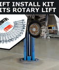 Badass 46 Piece Car Lift Install Kit Featuring Slick Wedge Anchor Bolts And Precision Leveling Shim Set For Two Post Garages, tools and parts for vehicle lift.